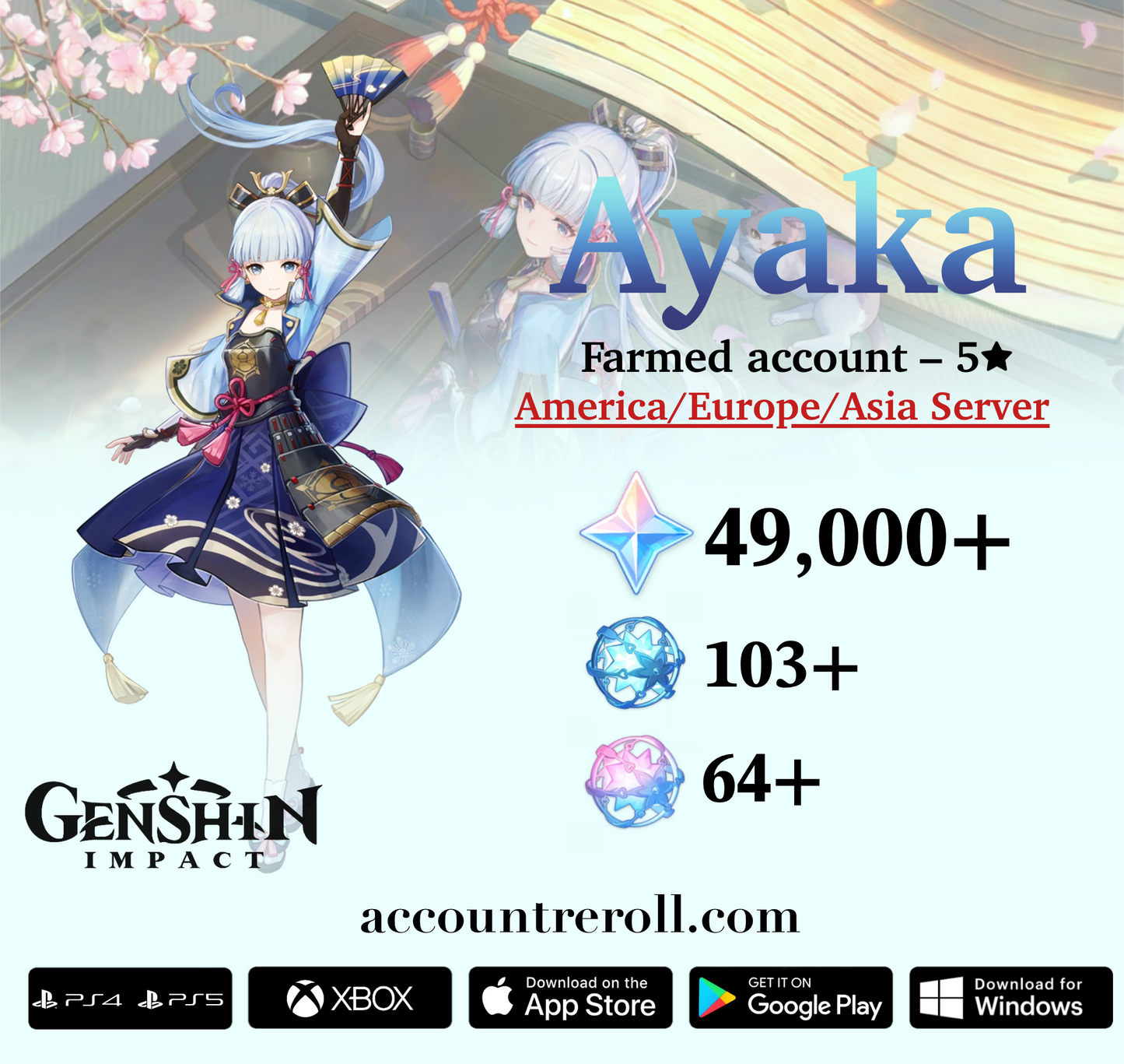 Ayaka Genshin Impact Farmed Starter Account