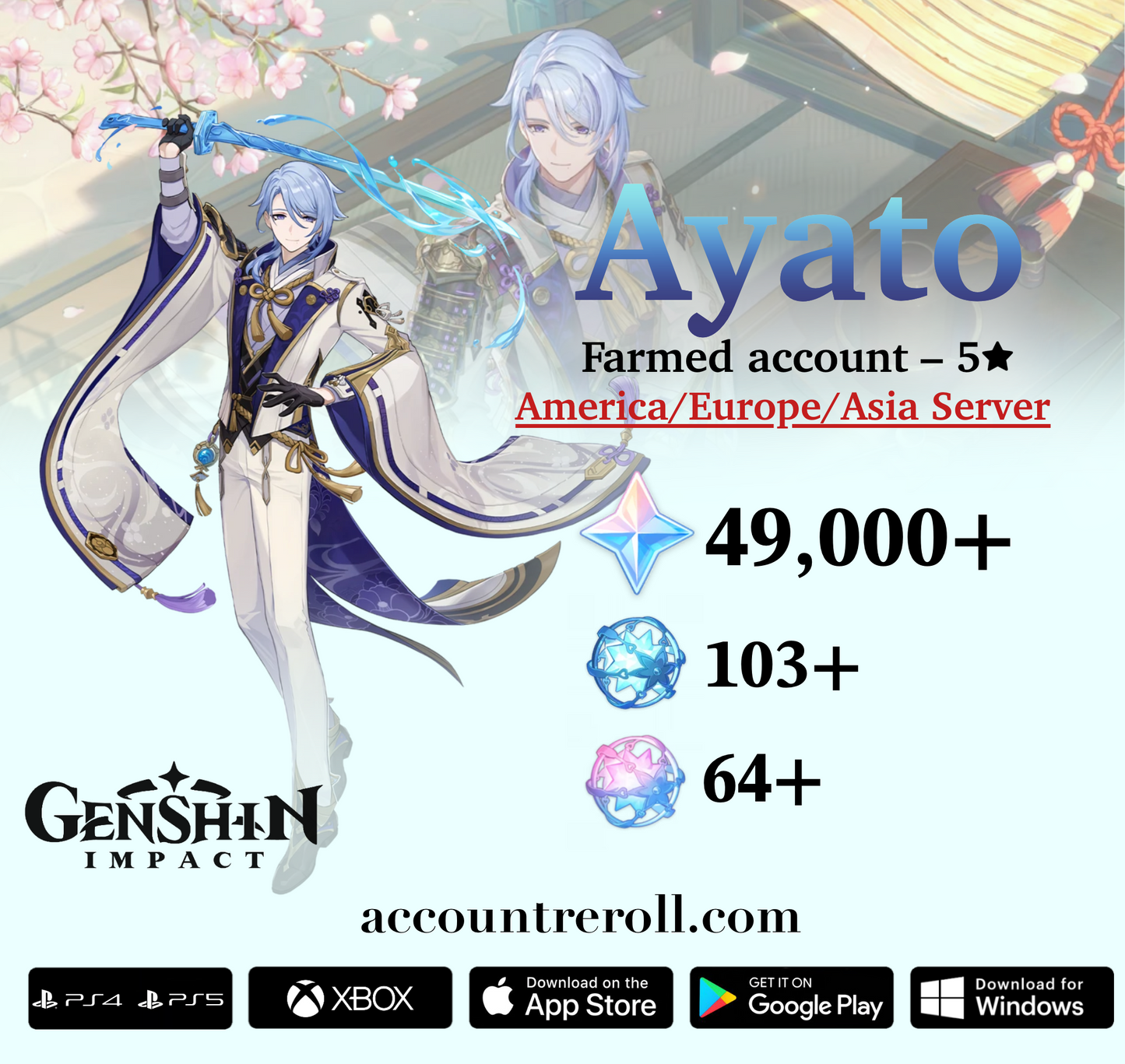 Ayato Genshin Impact Farmed Starter Account