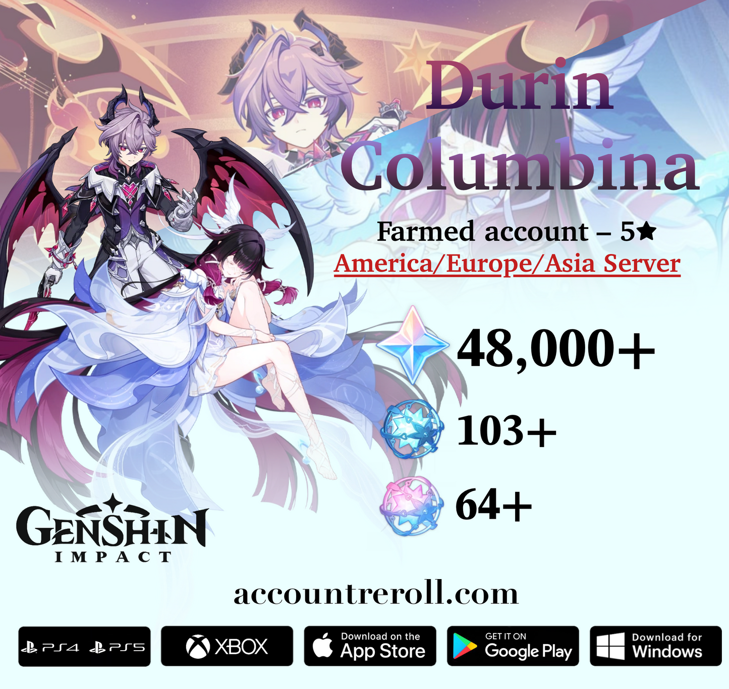 Columbina with Durin Genshin Impact Farmed Starter Account