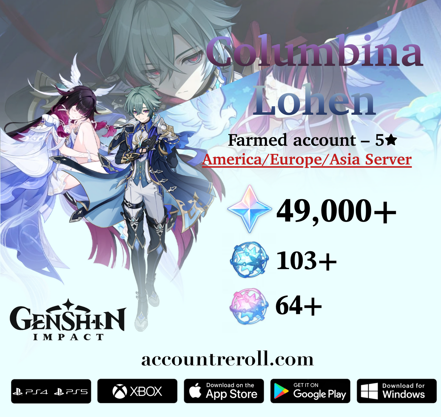 Columbina with Lohen Genshin Impact Farmed Starter Account