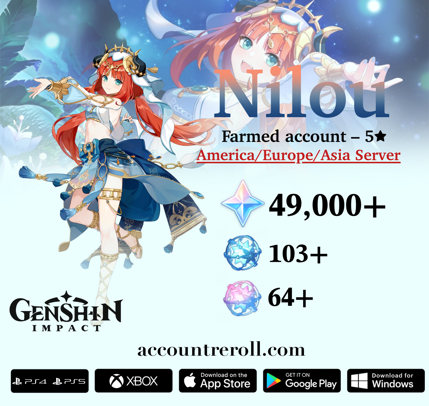 Nilou Genshin Impact Farmed Starter Account