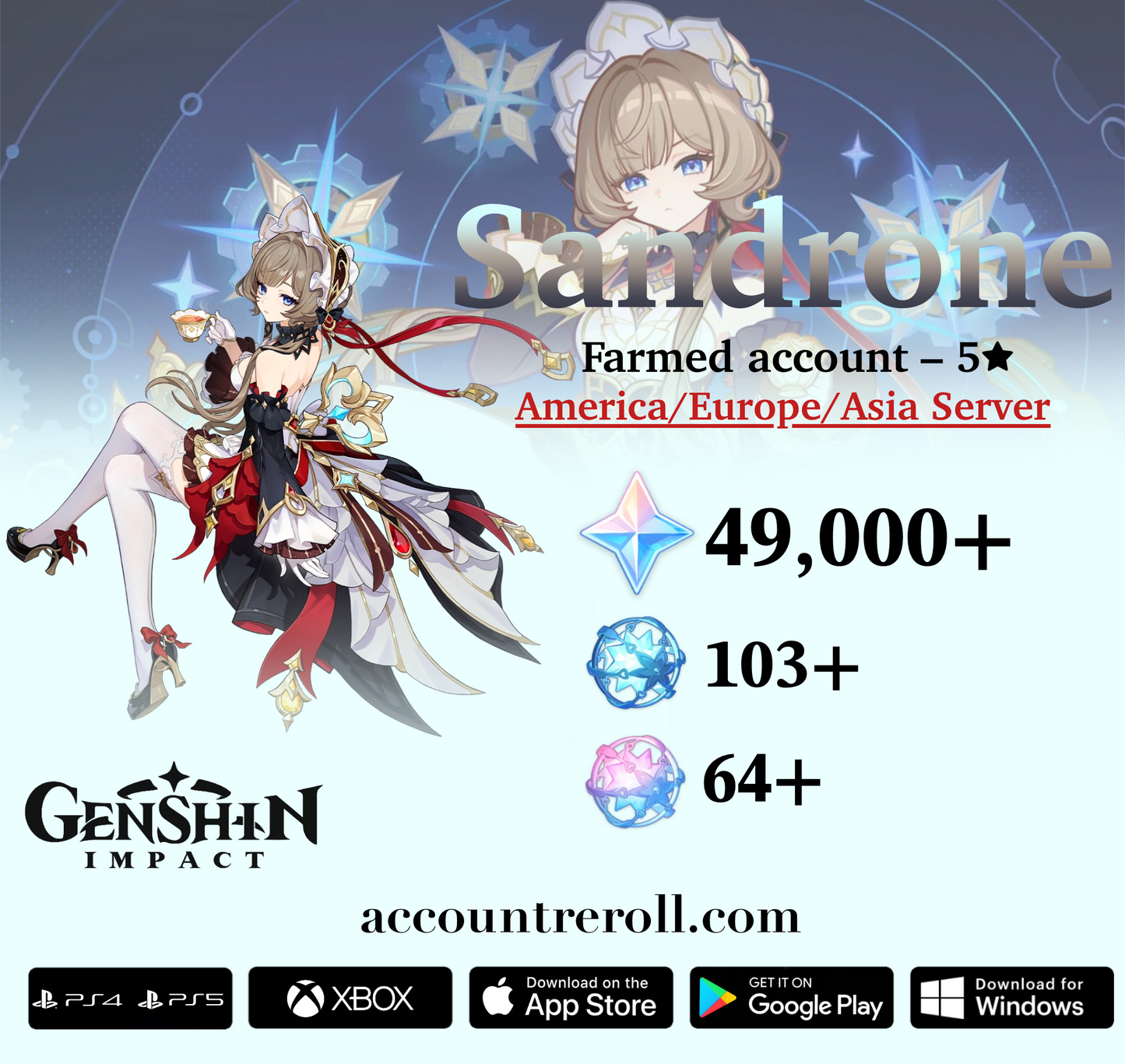 Sandrone Genshin Impact Farmed Starter Account