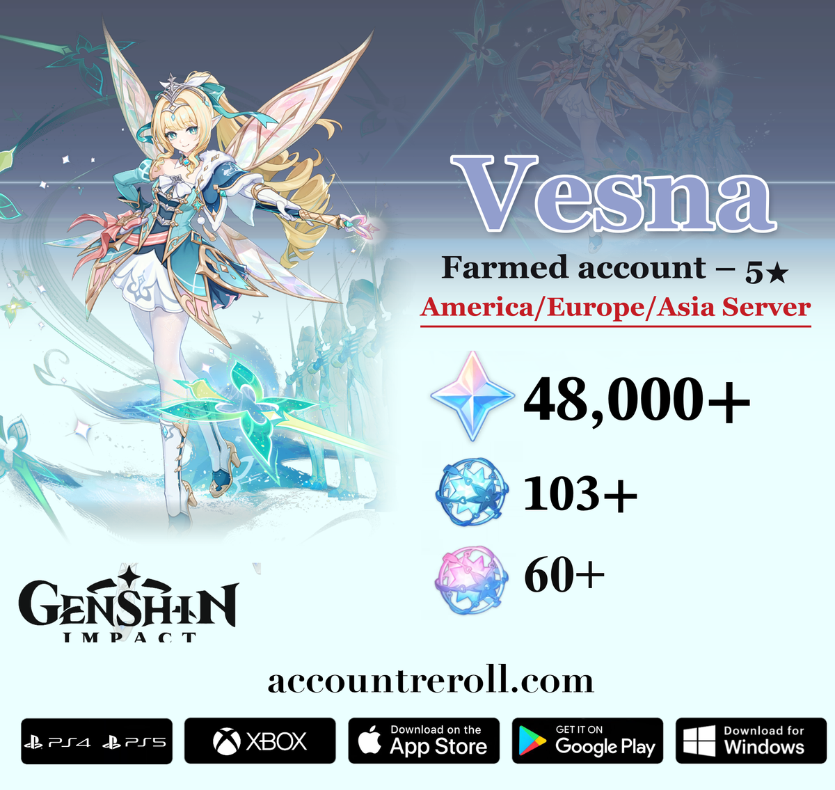 Vesna Genshin Impact Farmed Starter Account