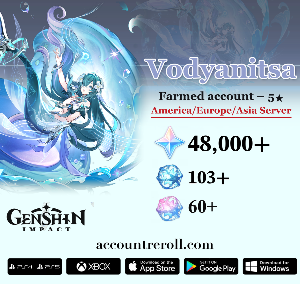 Vodyanitsa Genshin Impact Farmed Starter Account