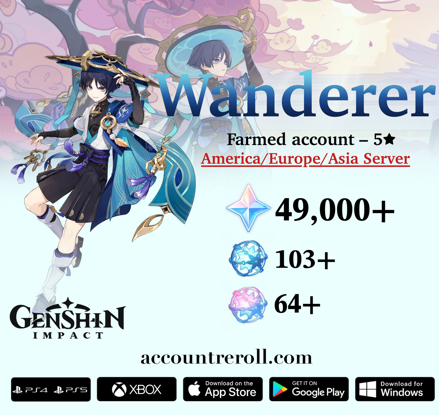 Wanderer Genshin Impact Farmed Starter Account