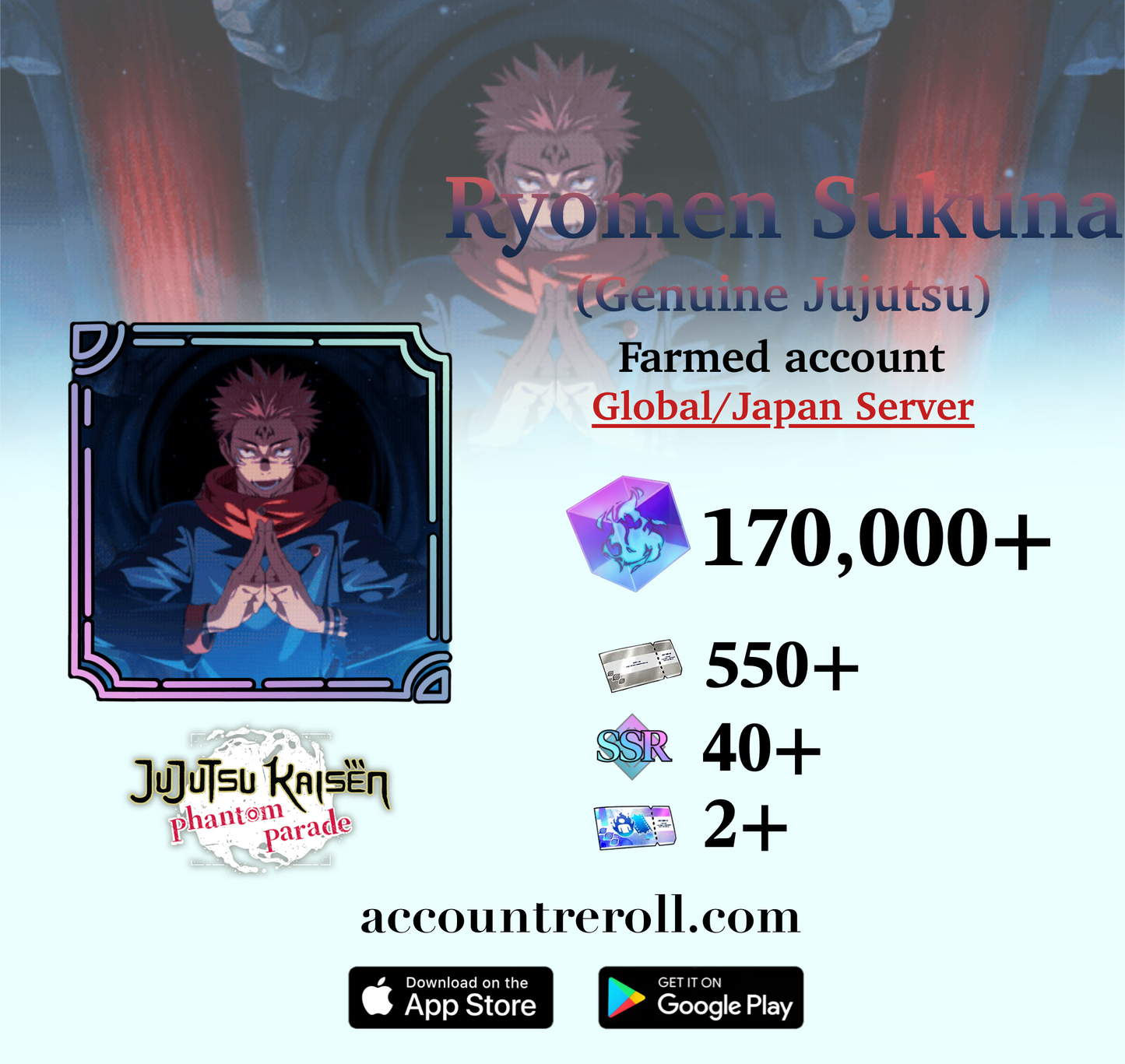 Ryomen Sukuna (Genuine Jujutsu) Jujutsu Kaisen Phantom Parade Farmed Account