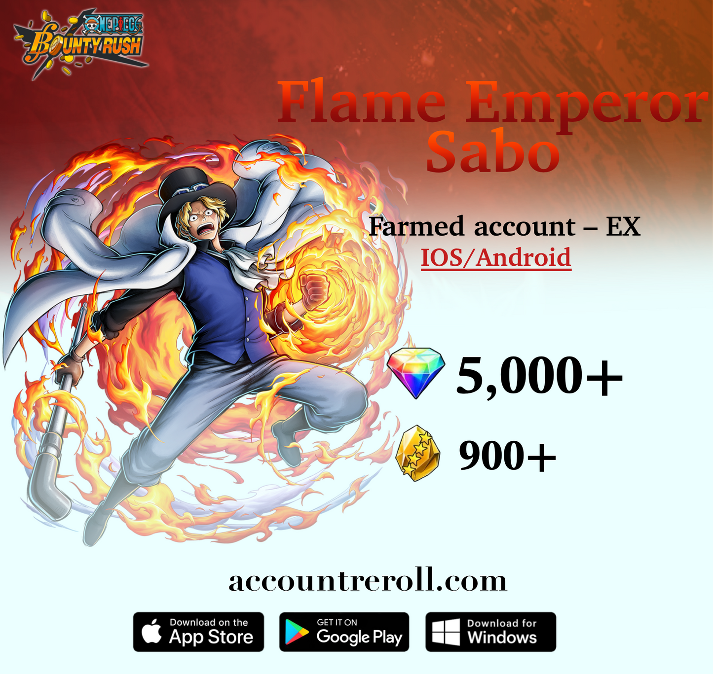 Flame Emperor Sabo OPBR Starter Account