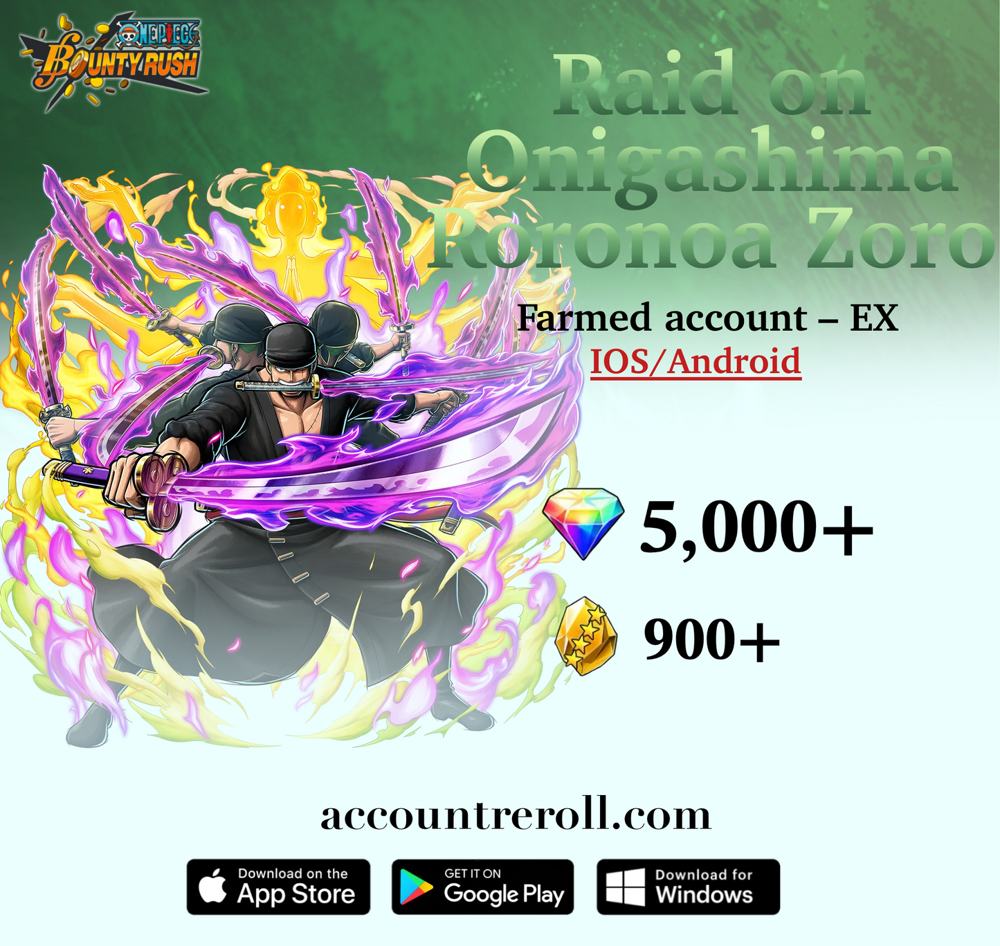 Raid on Onigashima Roronoa Zoro OPBR Starter Account