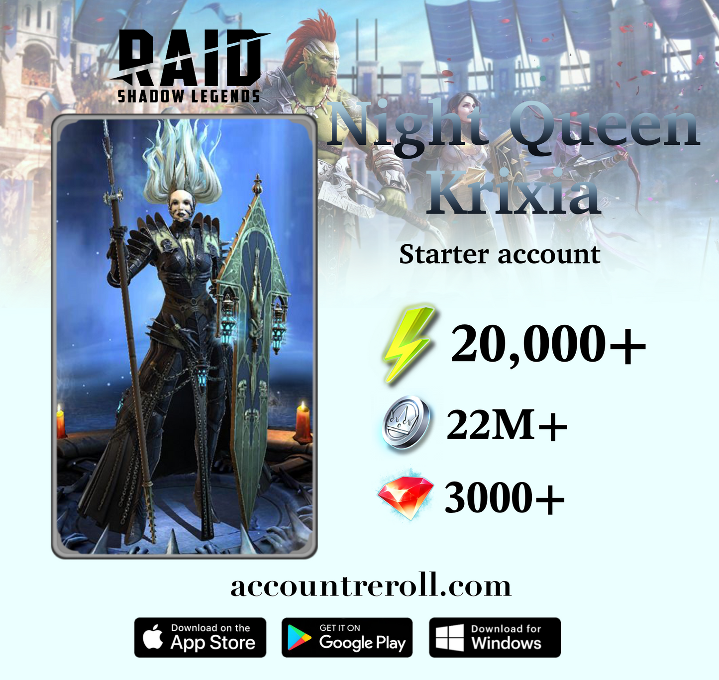 Night Queen Krixia RAID: Shadow Legends Starter Account