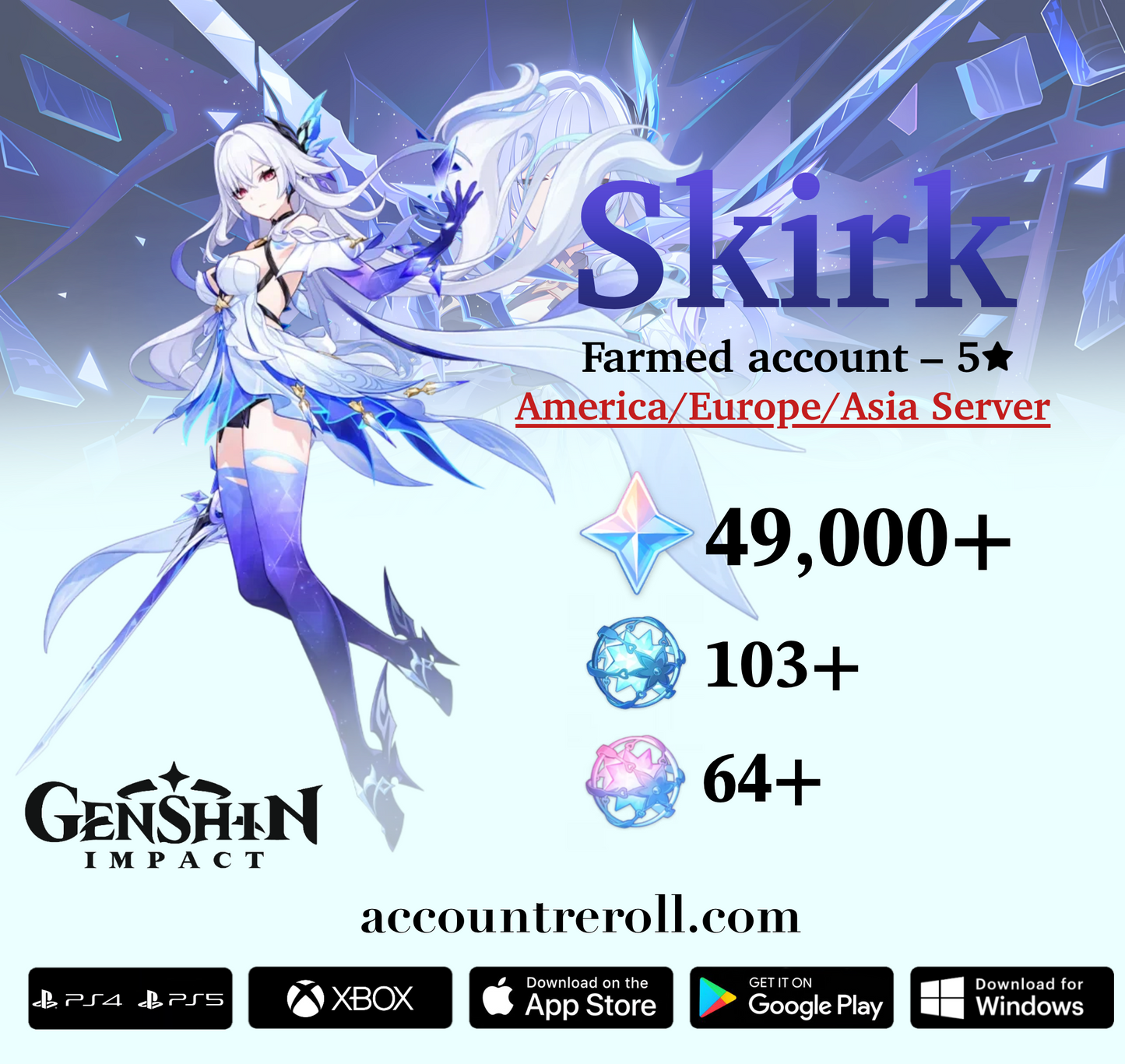 Skirk Genshin Impact Farmed Starter Account