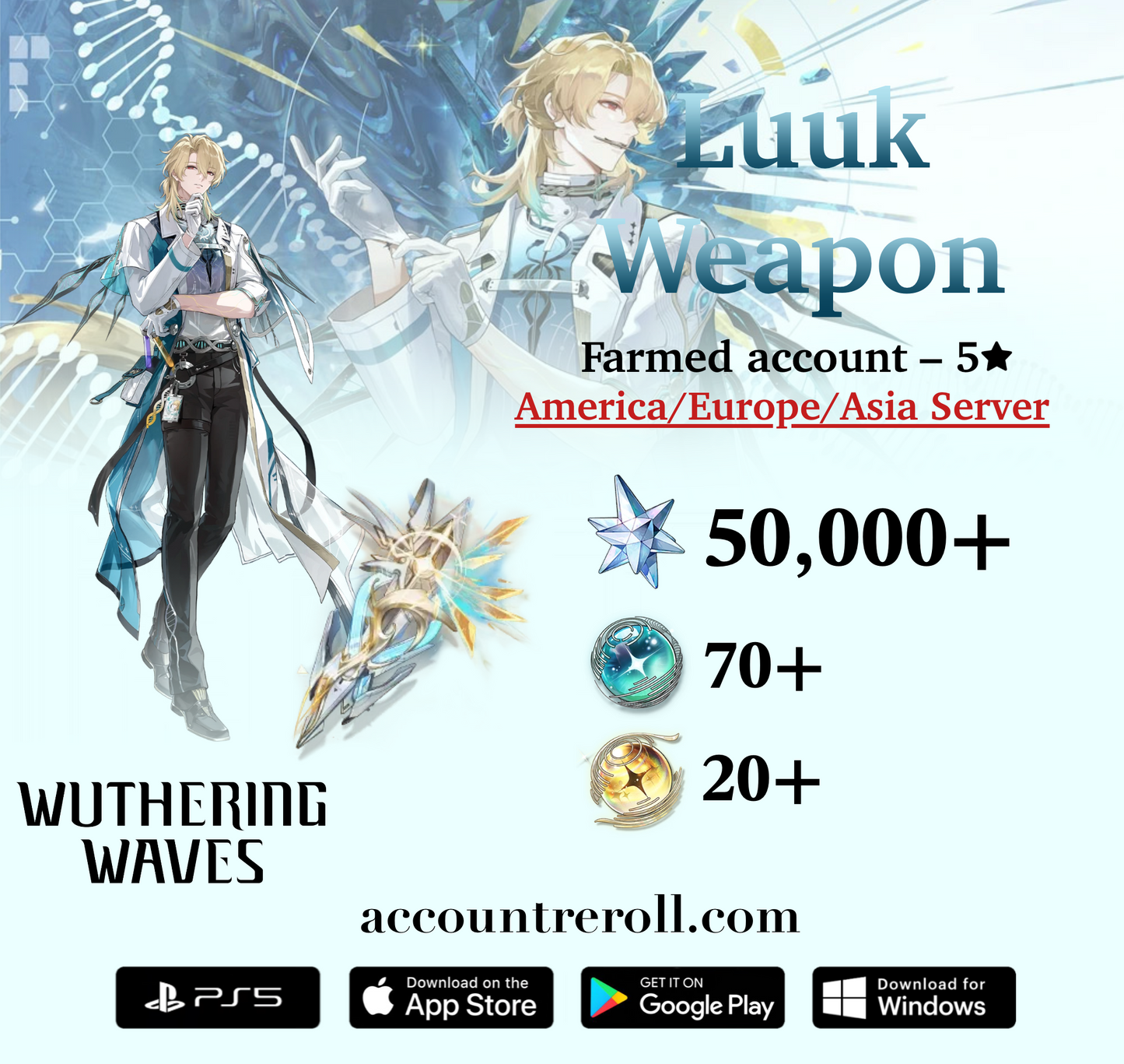 Luuk with Daybreaker's Spine Wuthering Waves Farmed Account