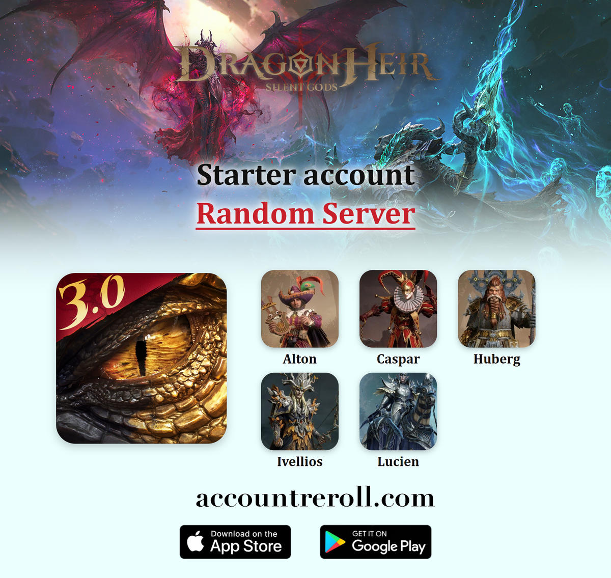 Dragonheir: Silent Gods Starter Account with a Legendary Hero