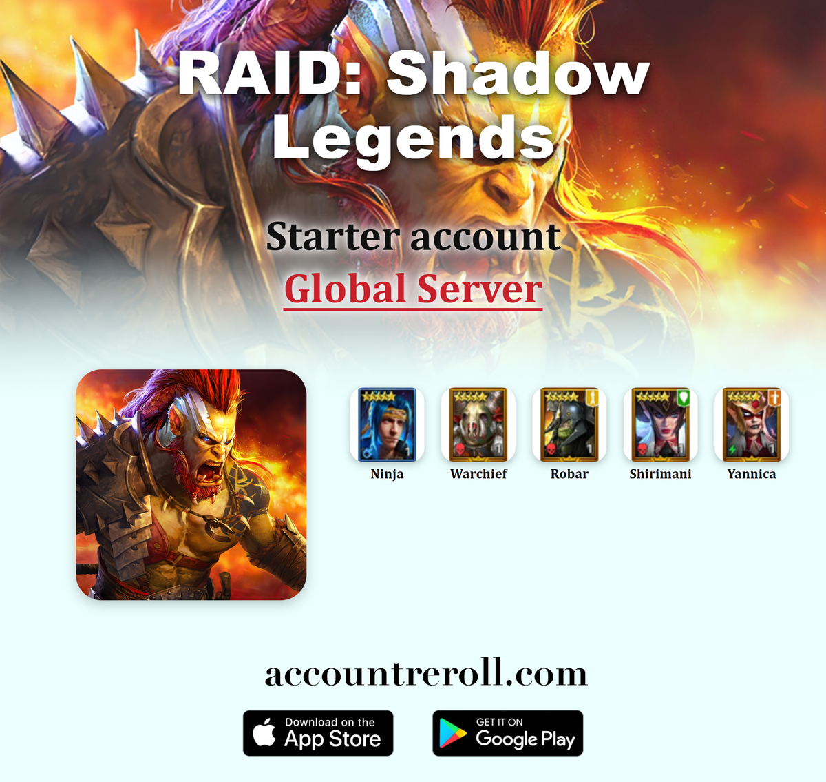 RAID: Shadow Legends Starter Account with Characters & Resources