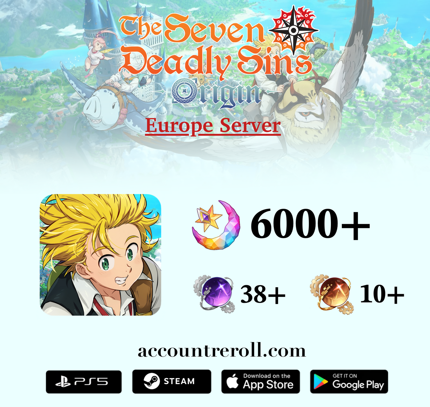 The Seven Deadly Sins: Origin Starter Account [Europe]