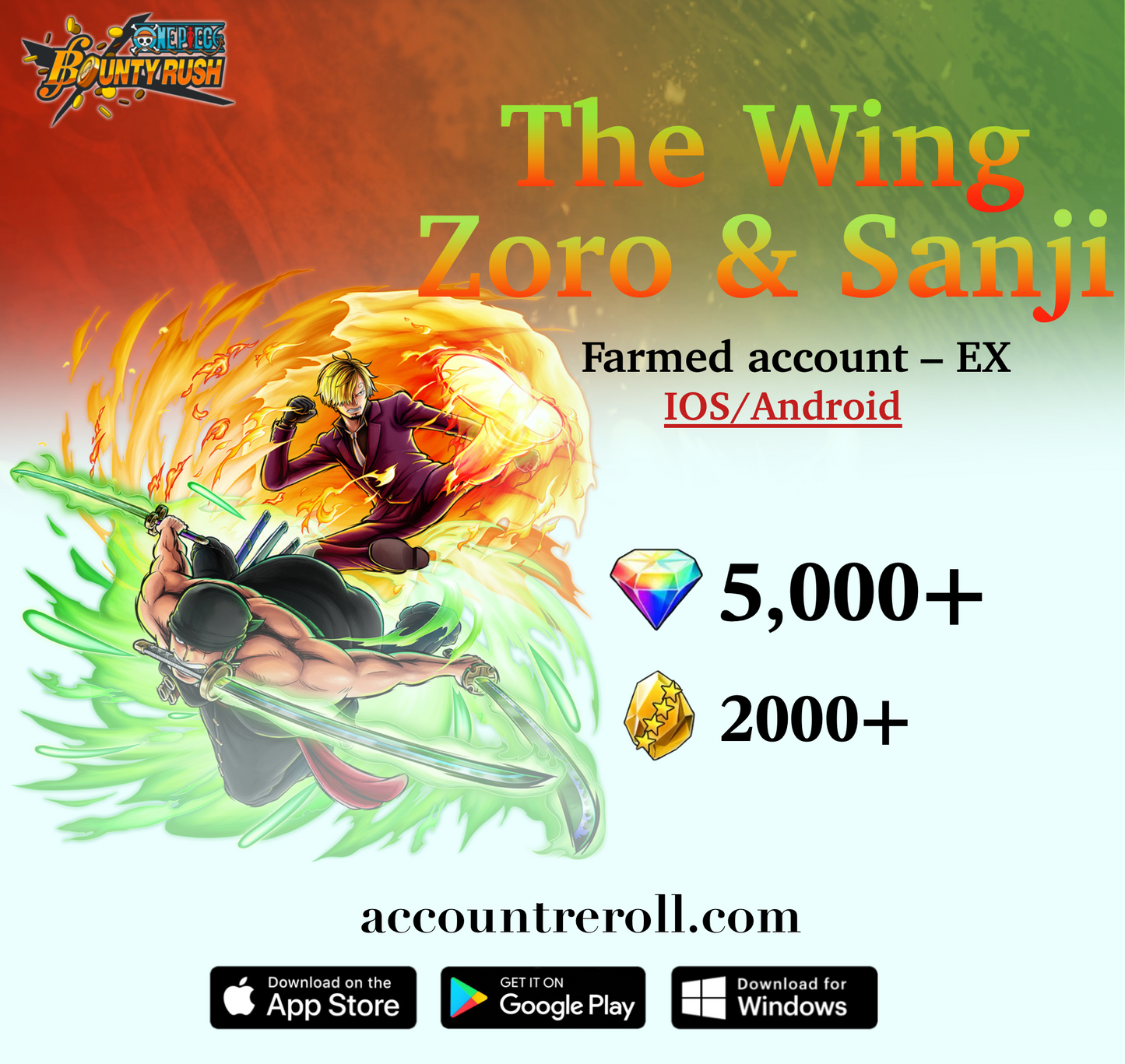 The Wing Zoro & Sanji OPBR Starter Account