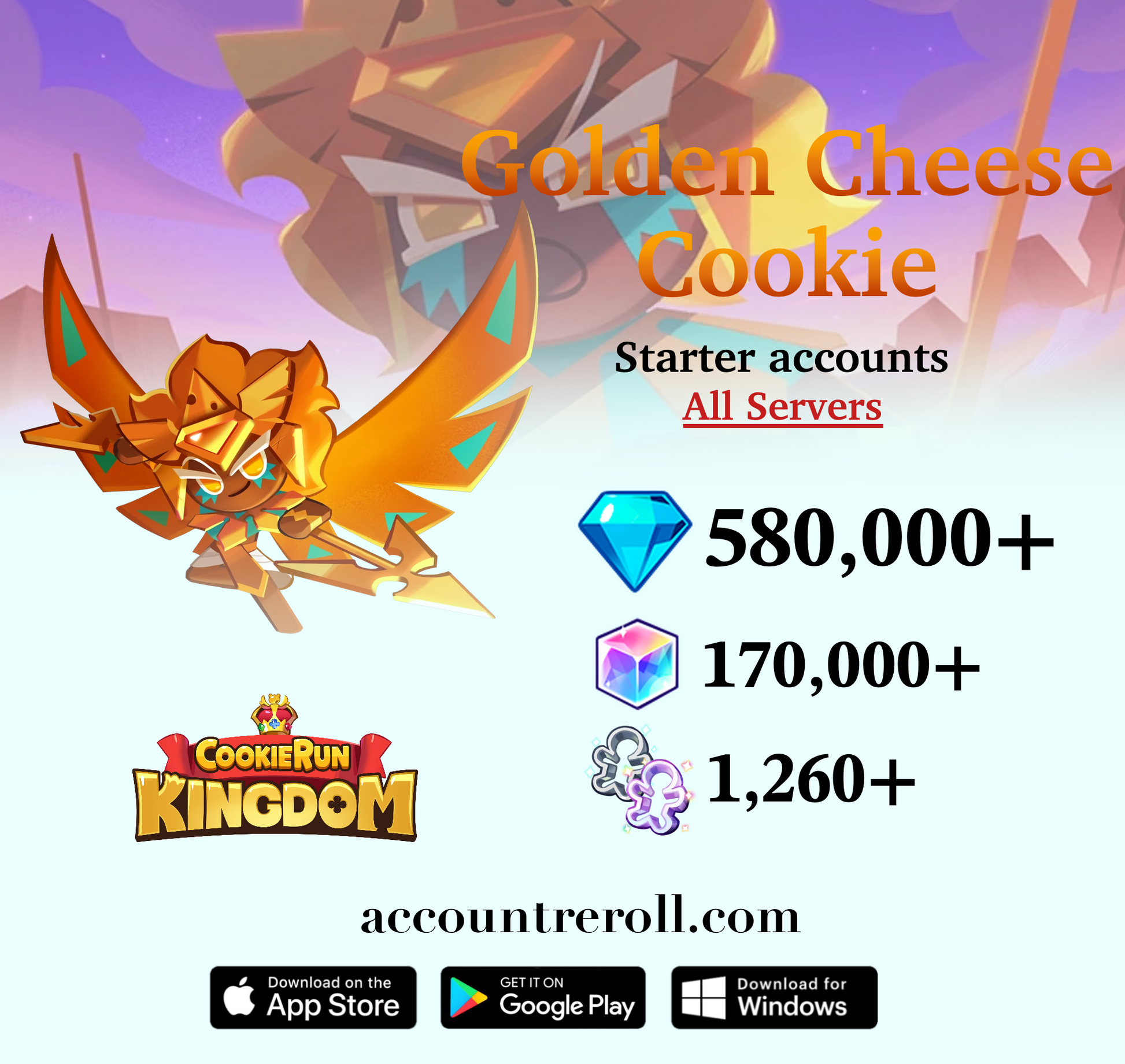 Golden Cheese Cookie Cookie Run: Kingdom Starter Account