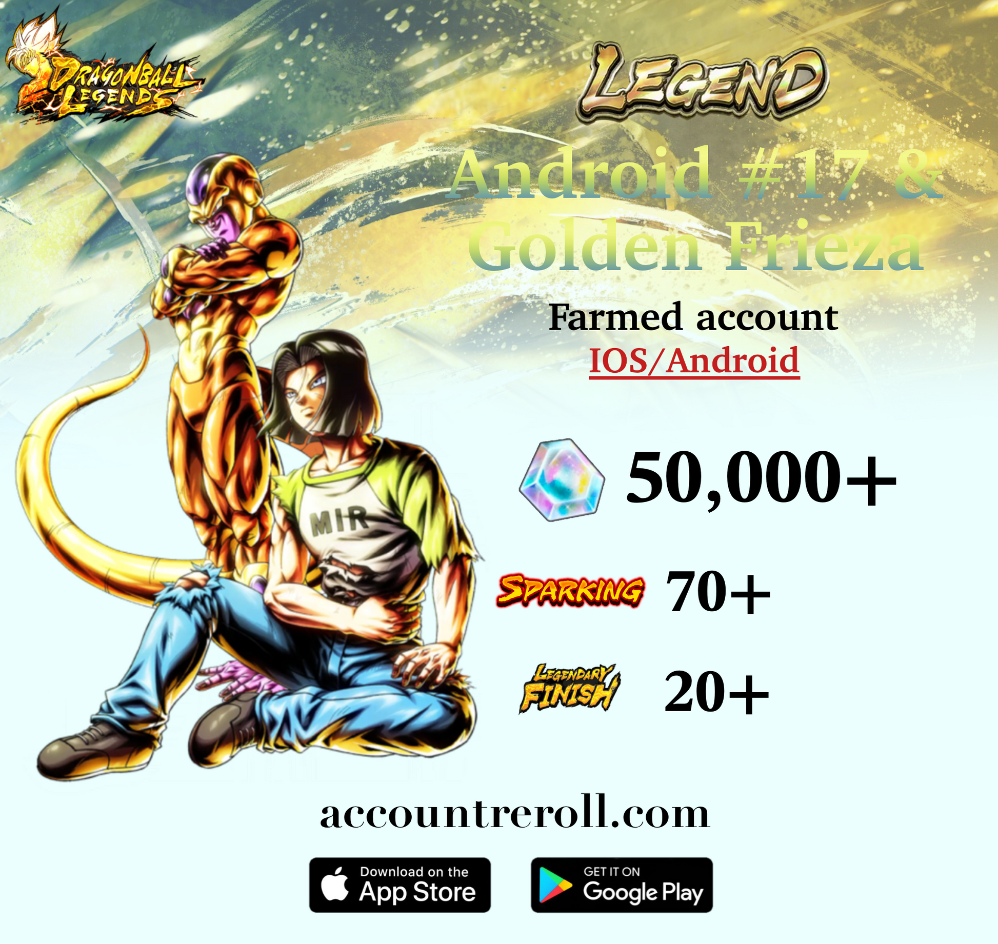 Dragon Ball Legends LEGEND Android #17 & Golden Frieza Starter Account [iOS/Android]