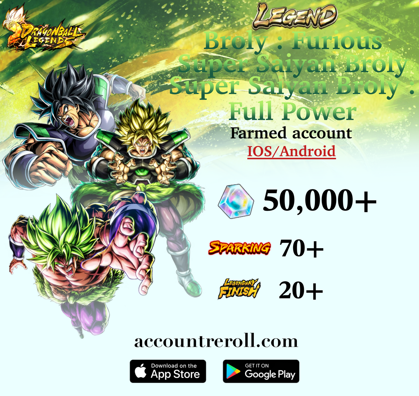 Dragon Ball Legends LEGEND Broly : Furious Starter Account [iOS/Android]