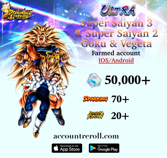 Dragon Ball Legends ULTRA Super Saiyan 3 Goku & Super Saiyan 2 Vegeta Starter Account [iOS/Android]
