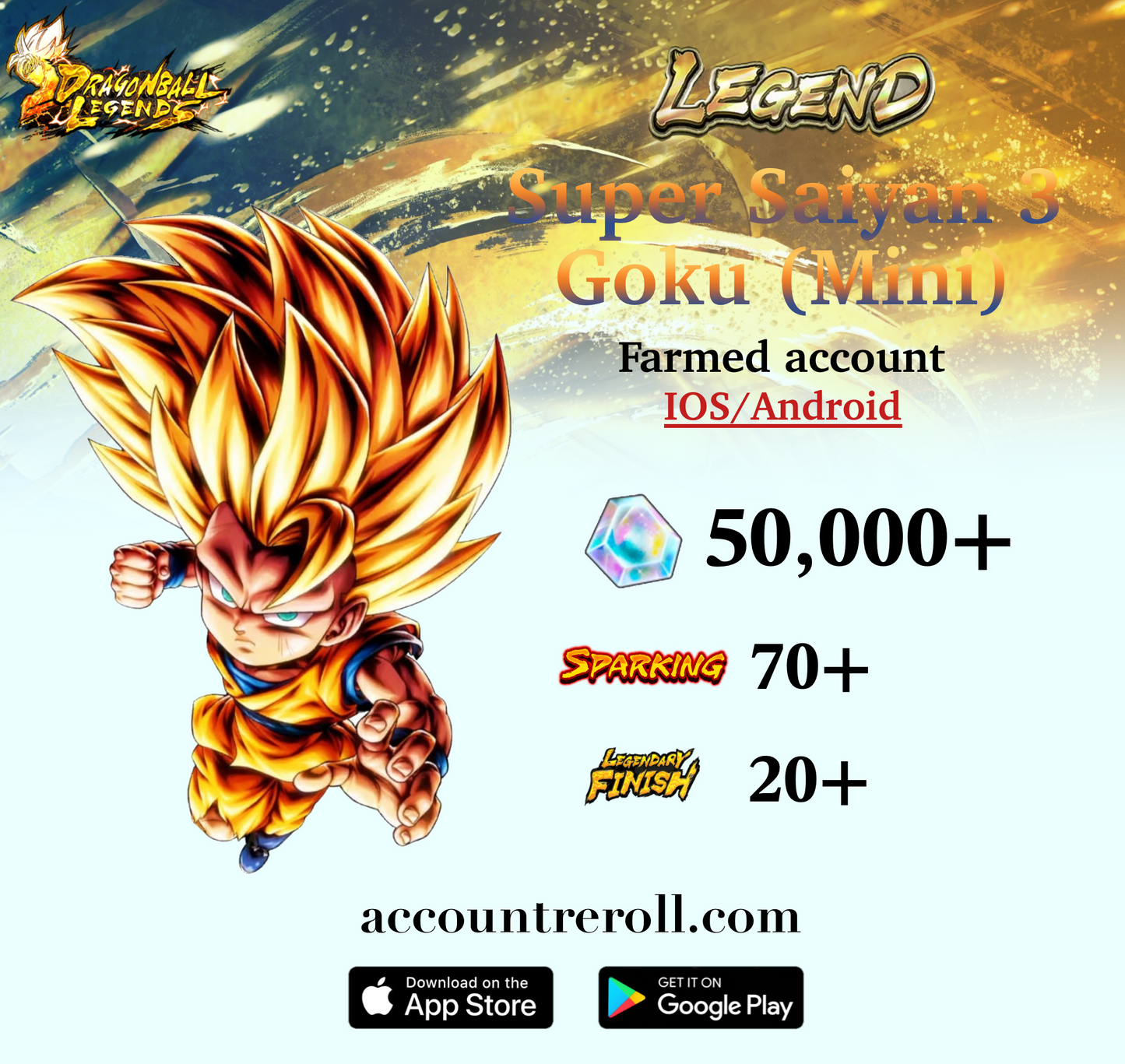 Dragon Ball Legends LEGEND Super Saiyen Goku (Mini) Starter Account [iOS/Android]