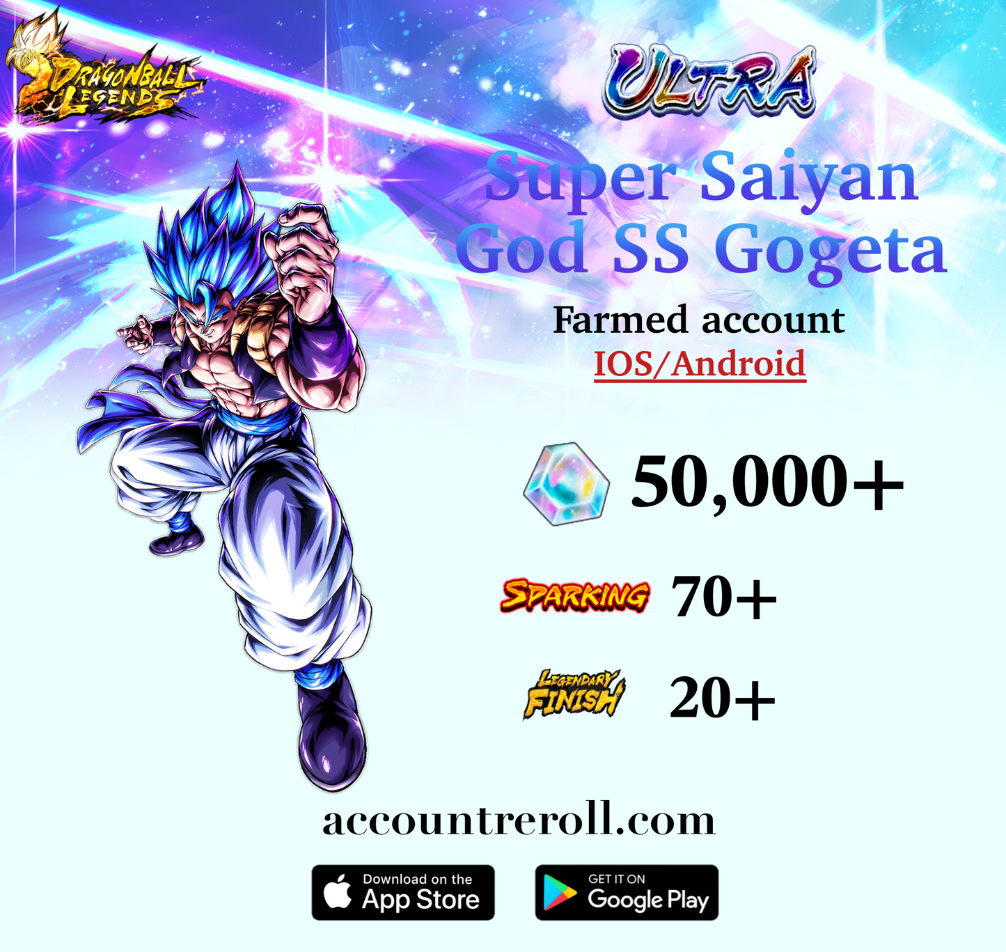 Dragon Ball Legends ULTRA Super Saiyan God SS Gogeta Starter Account [iOS/Android]