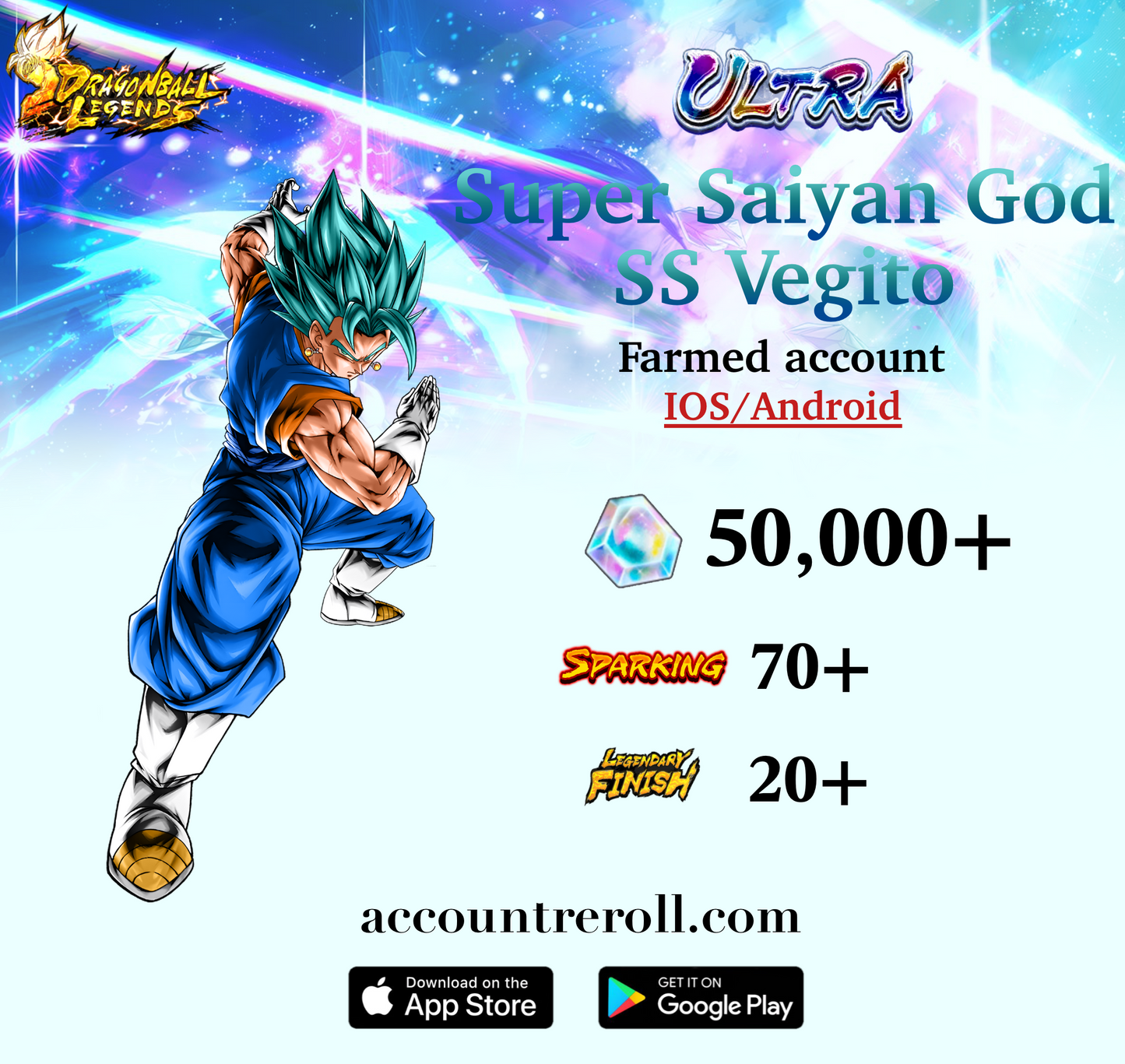 Dragon Ball Legends ULTRA Super Saiyan God SS Vegito Starter Account [iOS/Android]