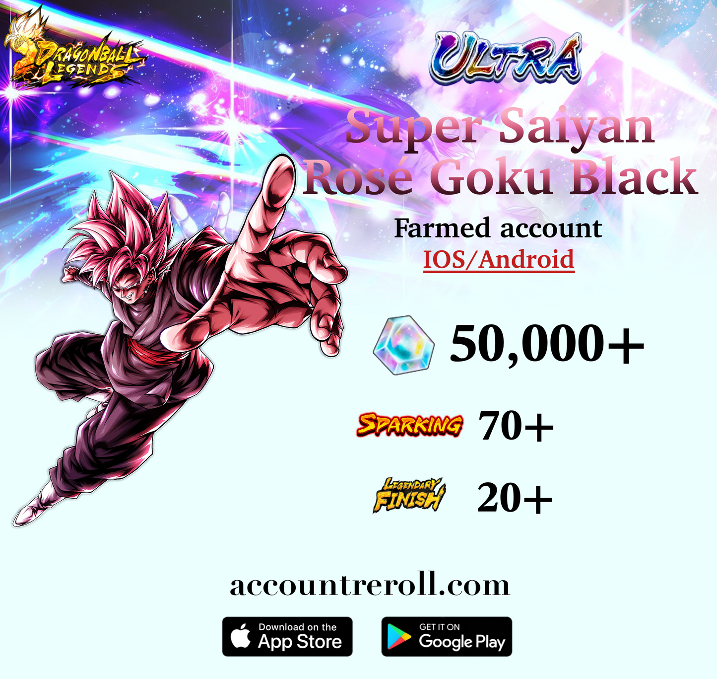 Dragon Ball Legends Super Saiyan Rosé Goku Black Starter Account [iOS/Android]