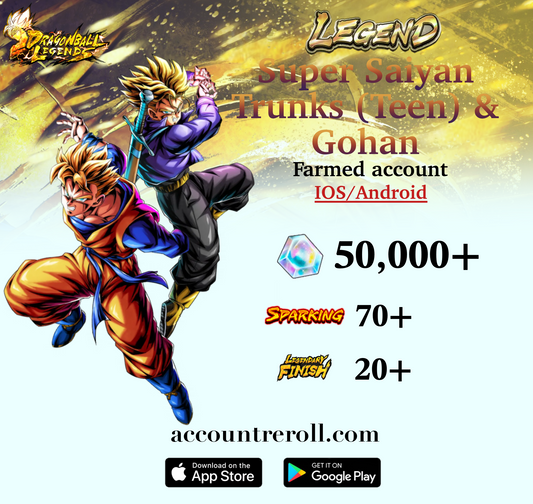 Dragon Ball Legends LEGEND Super Saiyen Trunks (Teen) & Gohan Starter Account [iOS/Android]