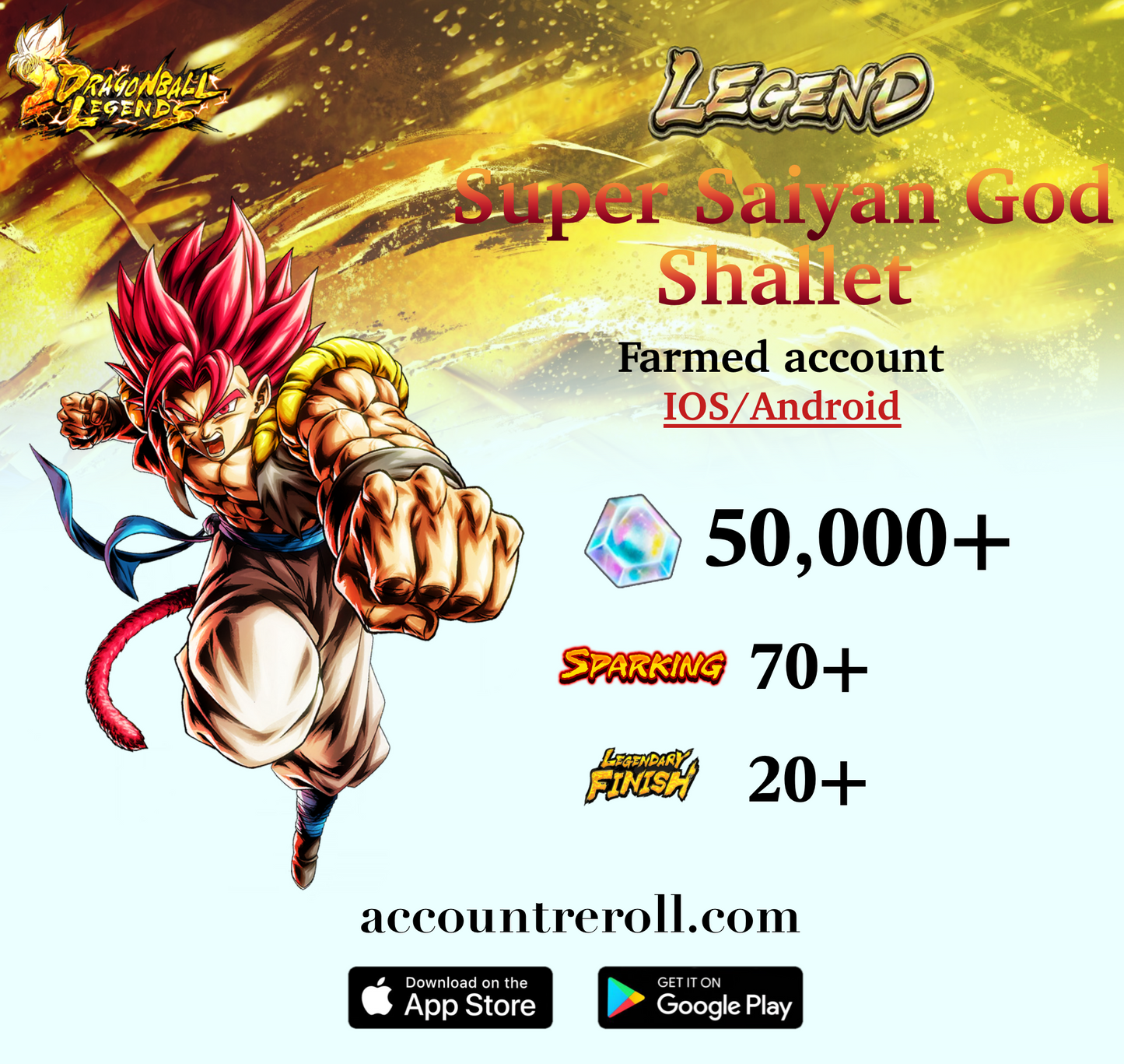 Dragon Ball Legends LEGEND Super Saiyen God Shallet Starter Account [iOS/Android]