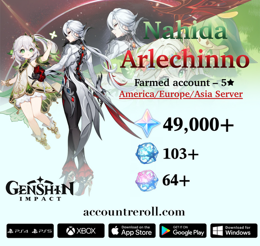 Arlecchino with Nahida Genshin Impact Farmed Starter Account
