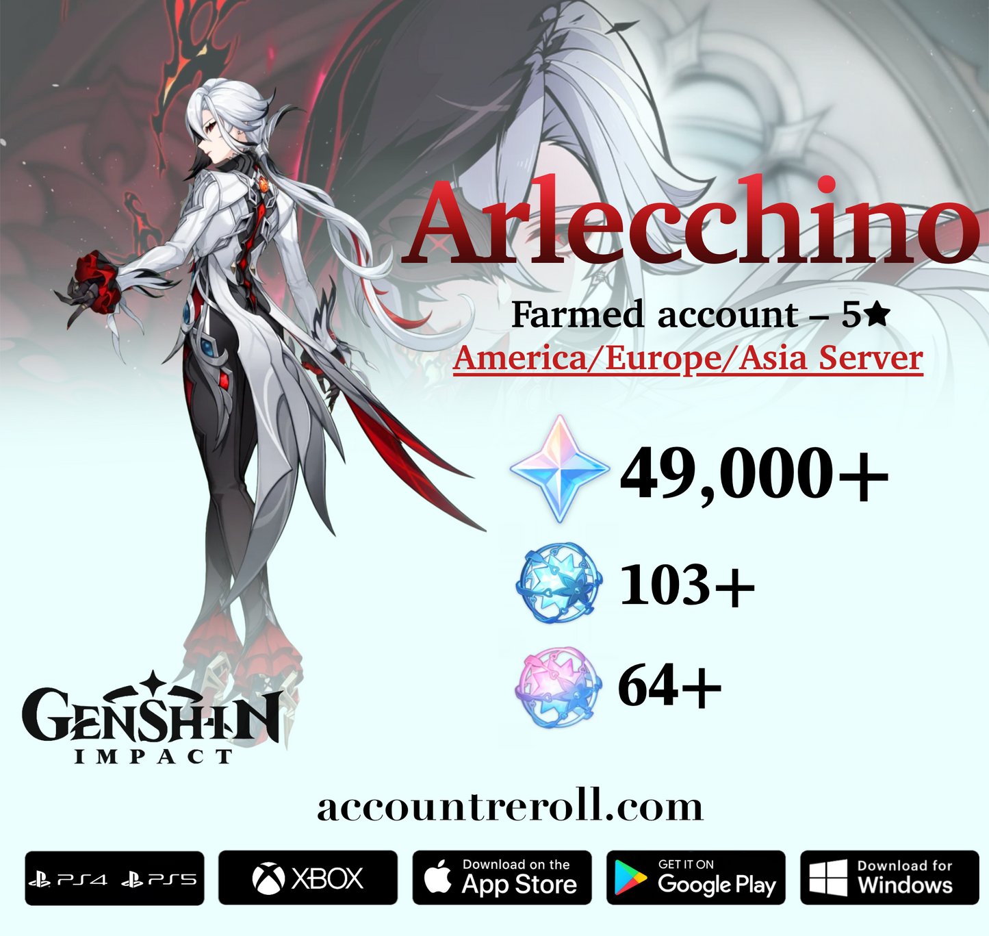 Arlecchino Genshin Impact Farmed Starter Account