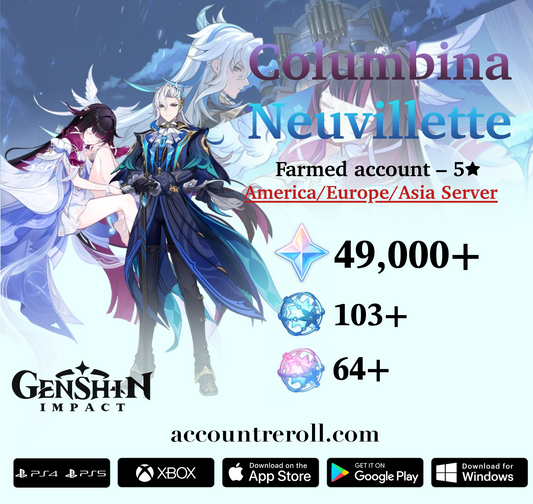 Columbina with Neuvillette Genshin Impact Farmed Starter Account