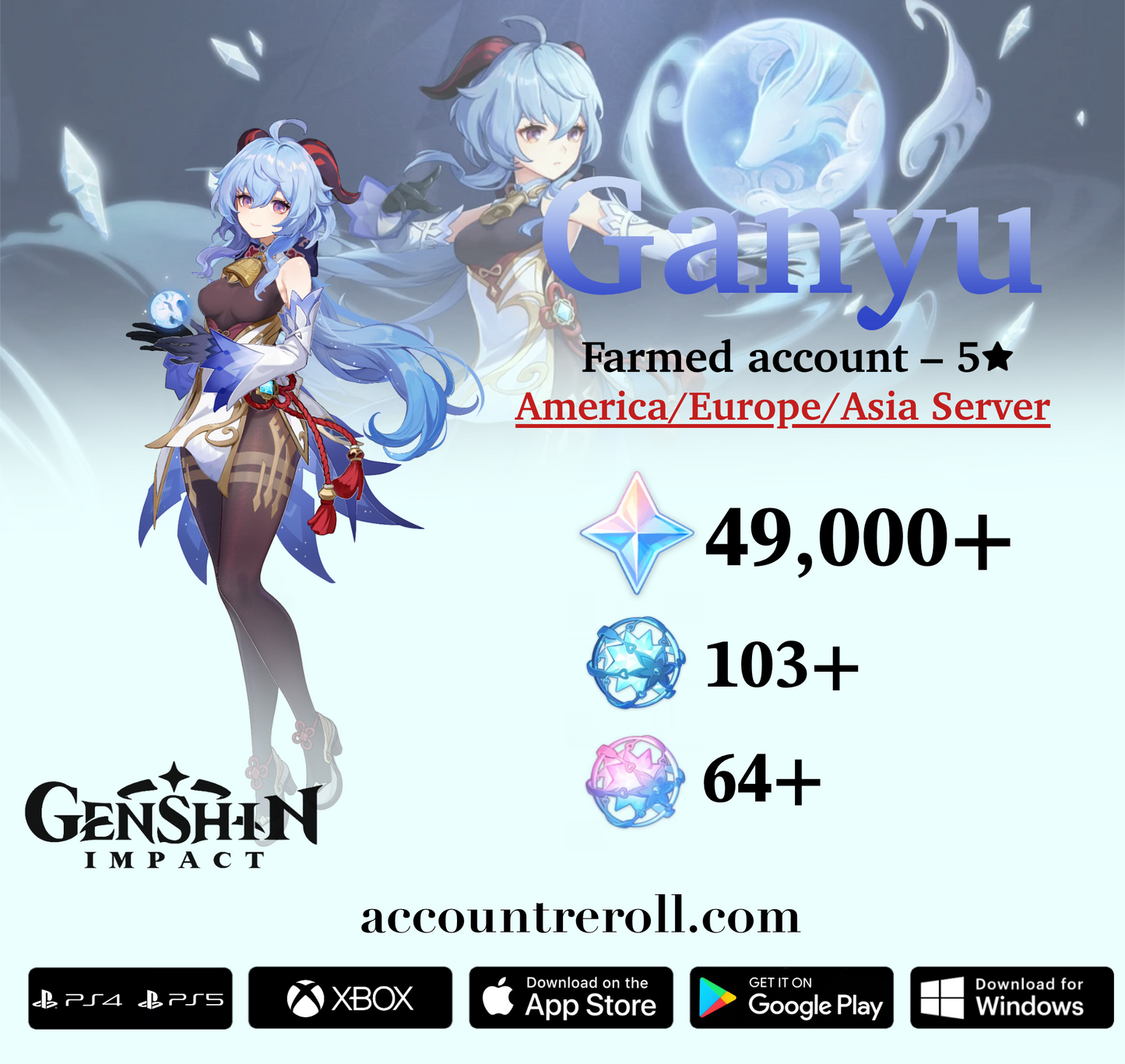 Ganyu Genshin Impact Farmed Starter Account