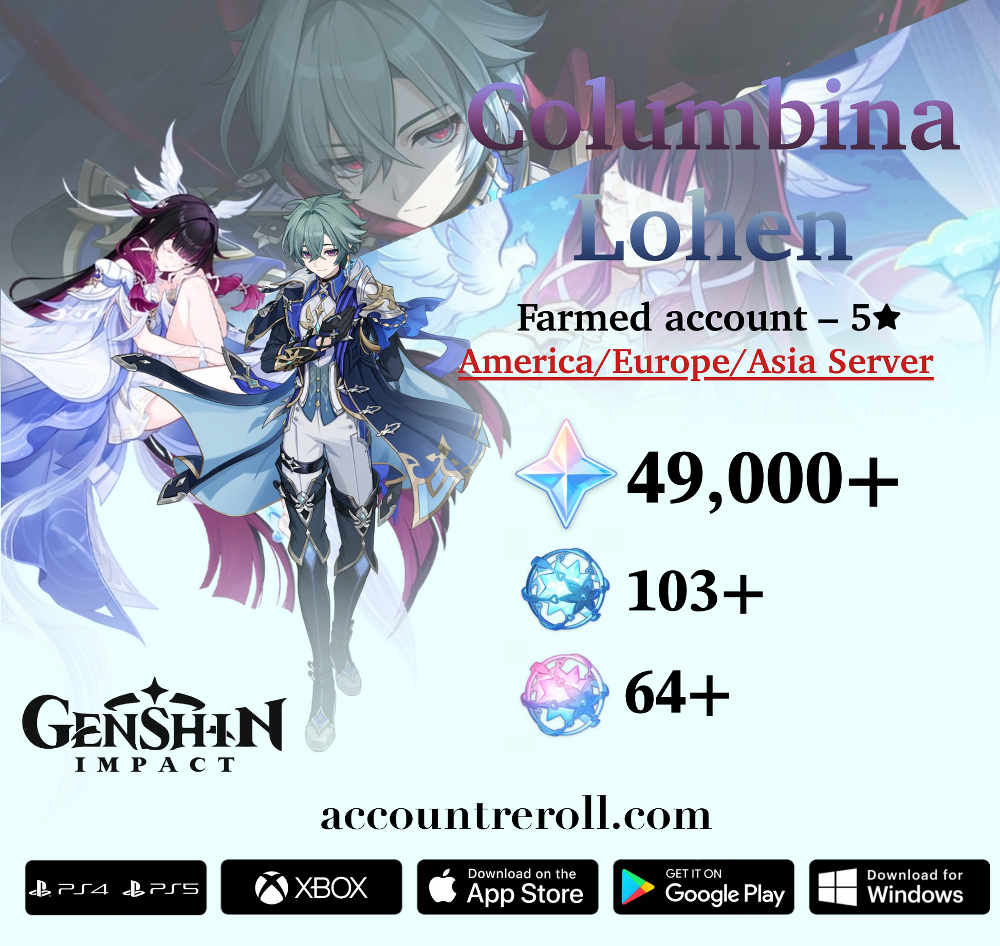 Columbina with Lohen Genshin Impact Farmed Starter Account