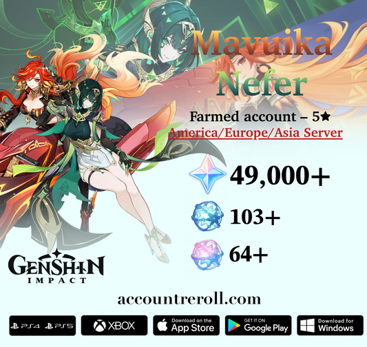 Mavuika with Nefer Genshin Impact Farmed Starter Account