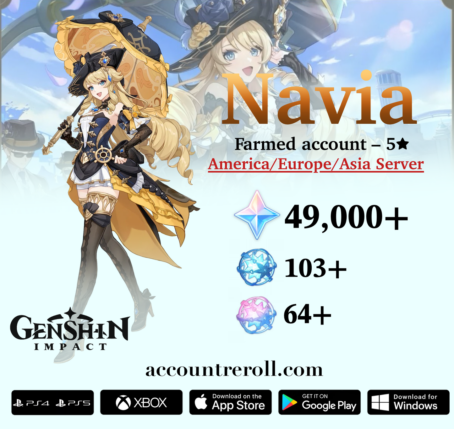 Navia Genshin Impact Farmed Starter Account