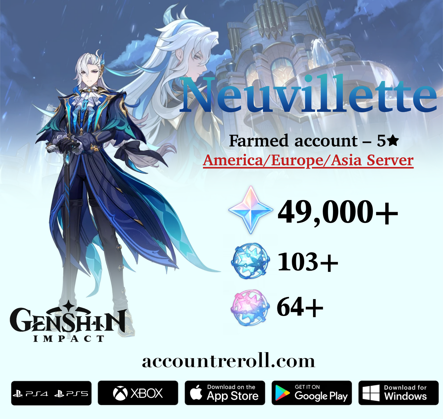 Neuvillette Genshin Impact Farmed Starter Account