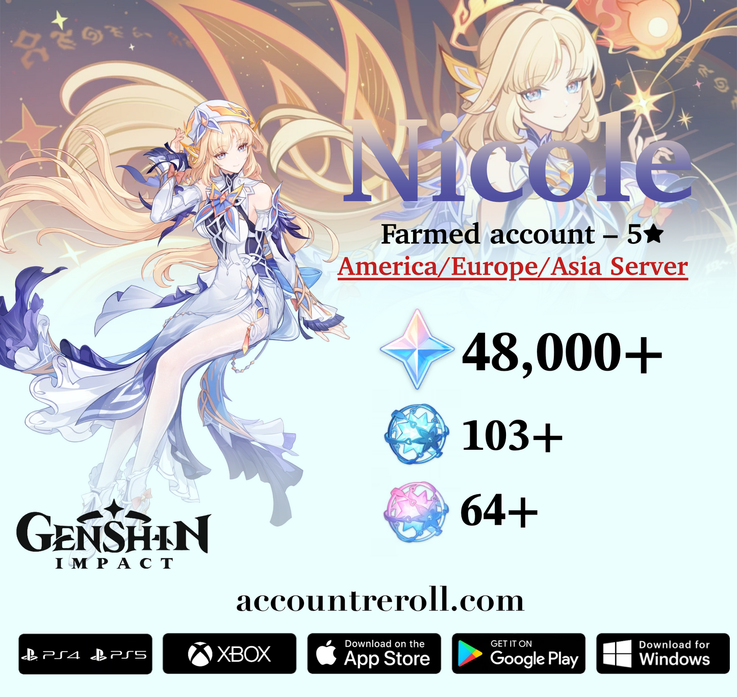 Nicole Genshin Impact Farmed Starter Account