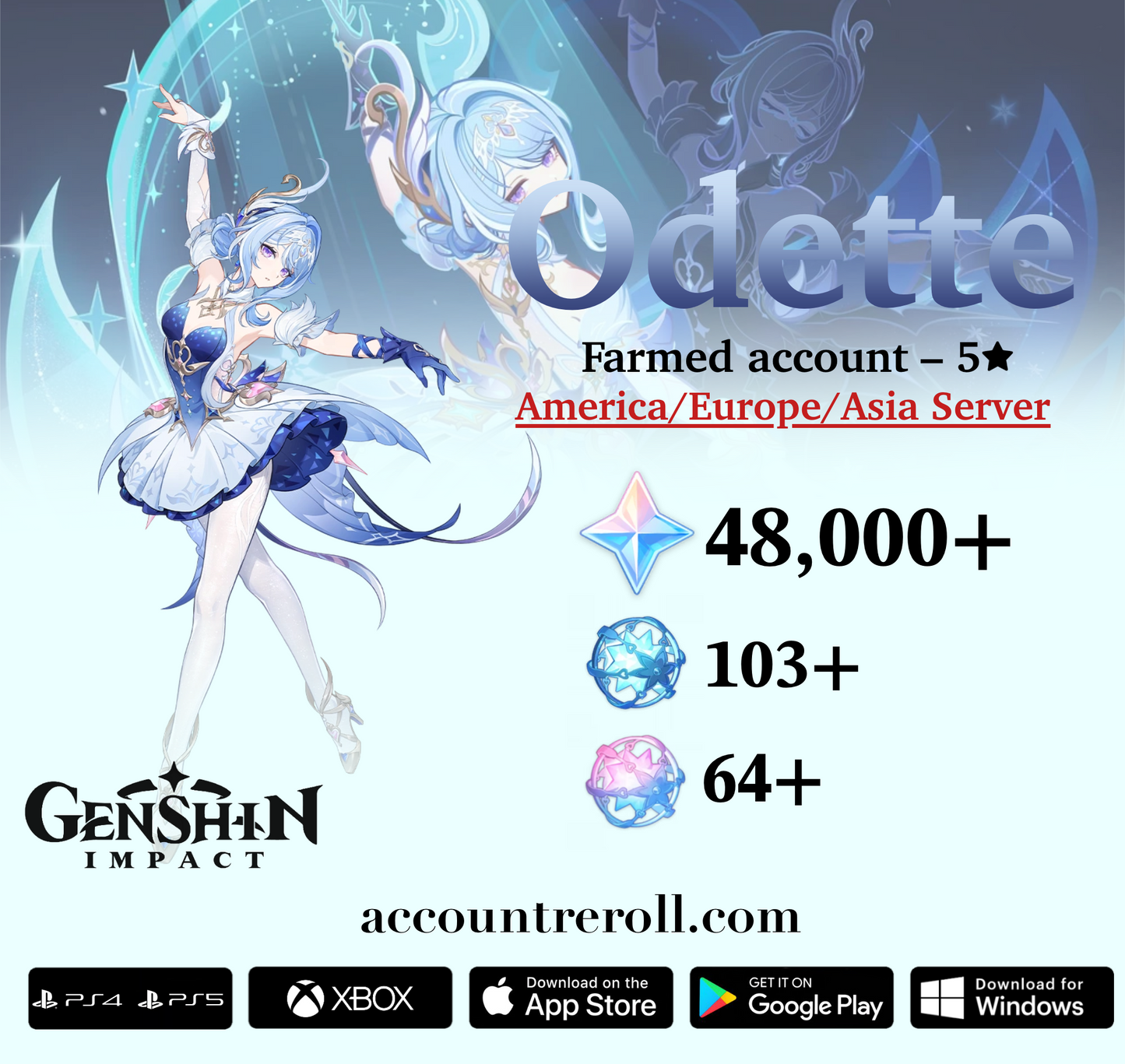 Odette Genshin Impact Farmed Starter Account