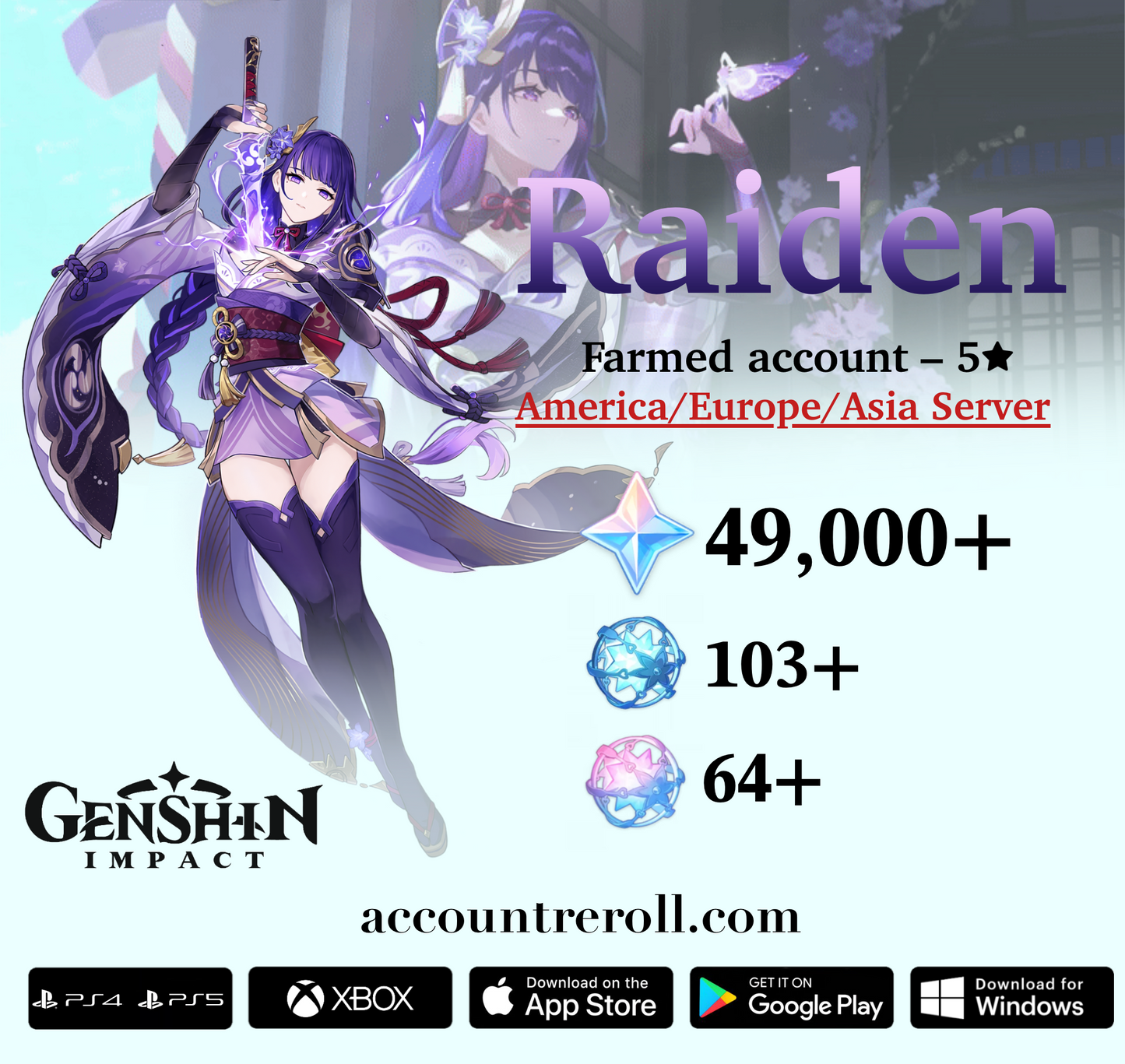 Raiden Genshin Impact Farmed Starter Account