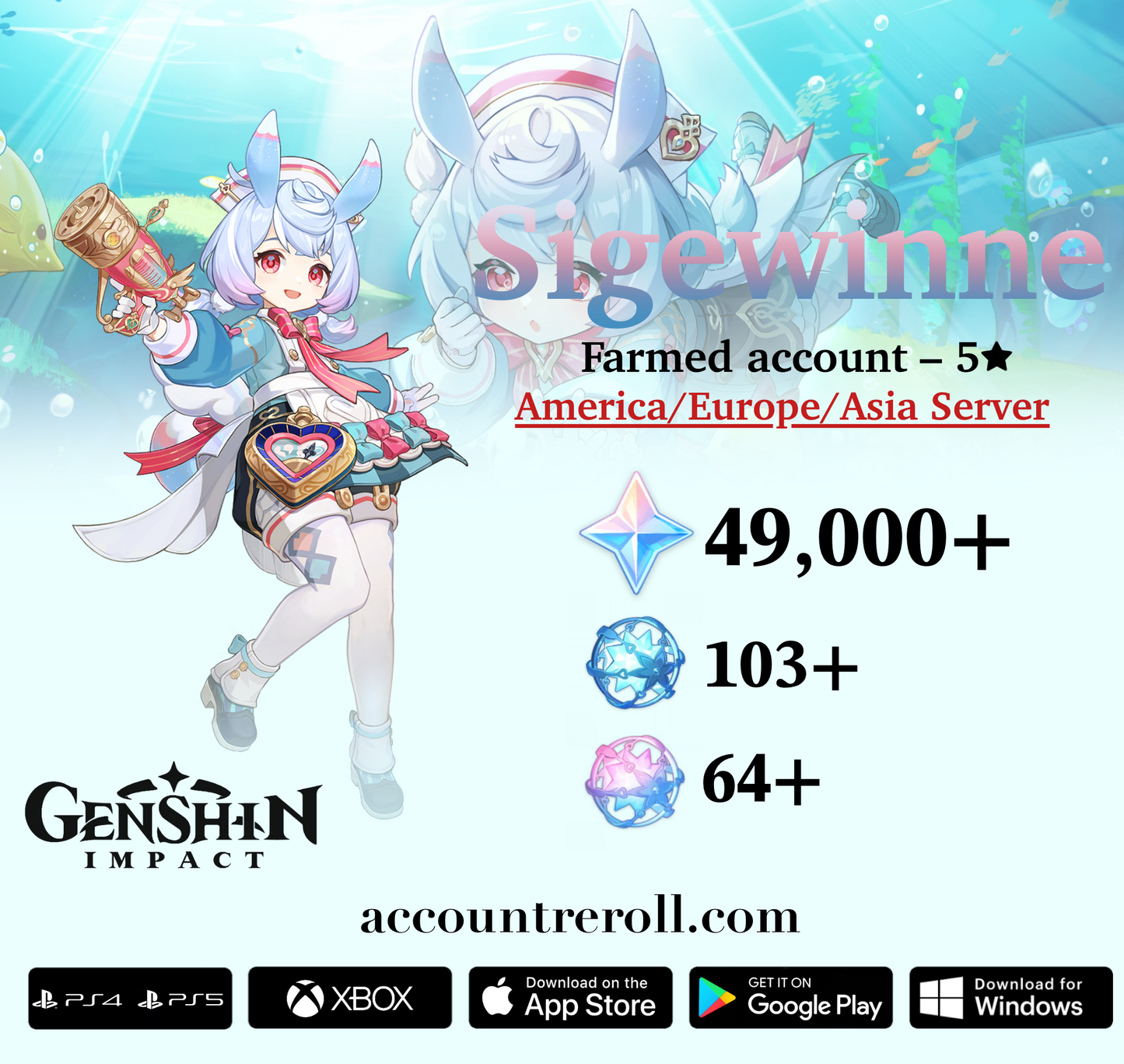 Sigewinne Genshin Impact Farmed Starter Account
