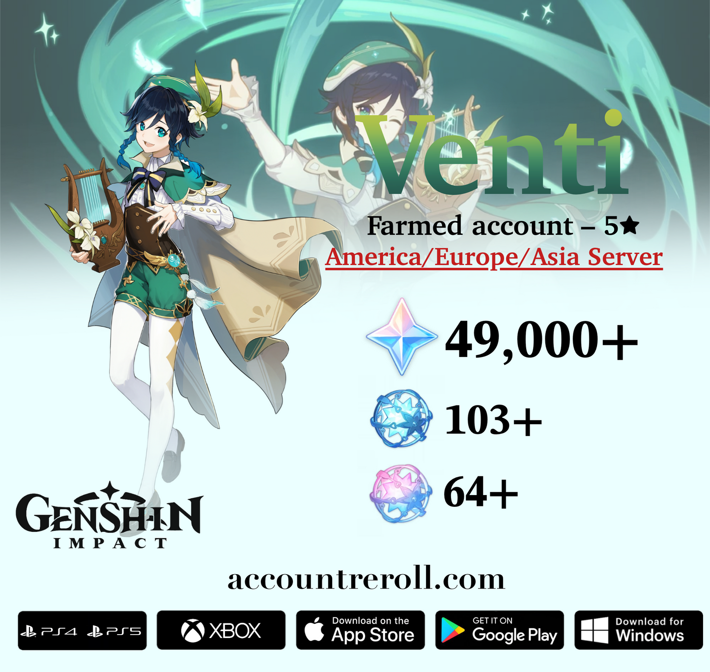 Venti Genshin Impact Farmed Starter Account