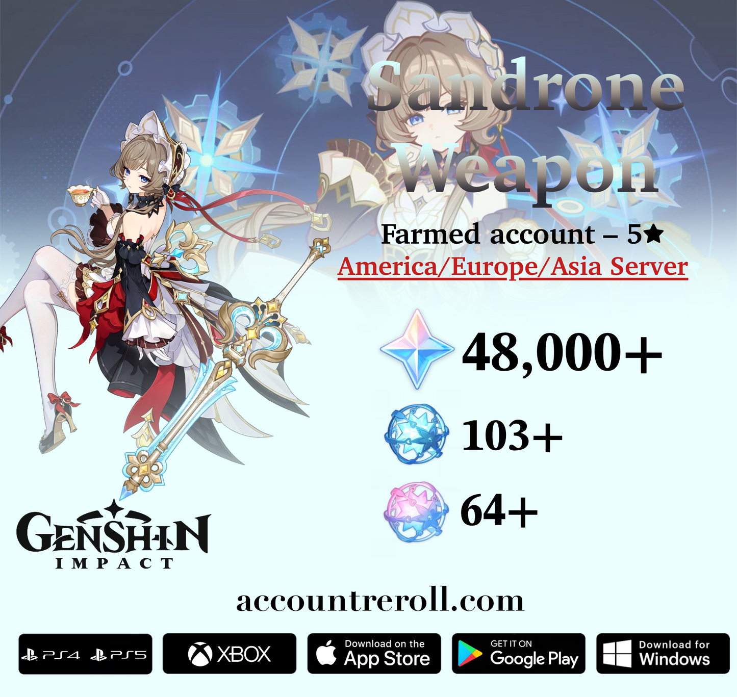 Sandrone with A Teaspoon of Transcendence Genshin Impact Farmed Starter Account
