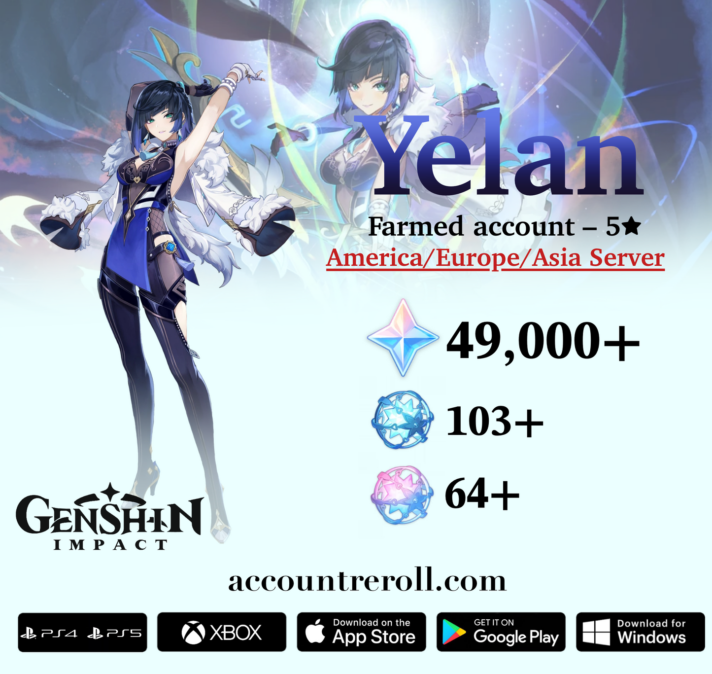 Yelan Genshin Impact Farmed Starter Account