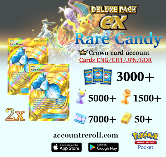 Rare Candy x2 Crown Rare Pokemon TCG Pocket Account