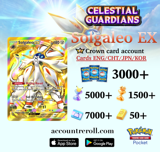 Solgaleo ex Crown Rare Pokemon TCG Pocket Account