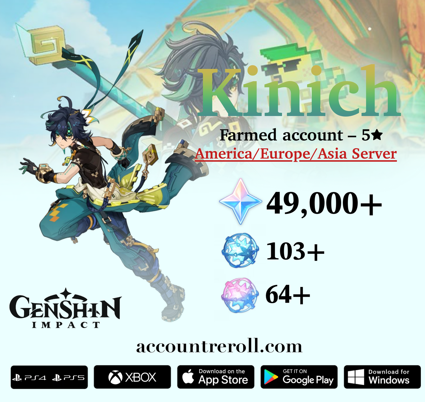 Kinich Genshin Impact Farmed Starter Account