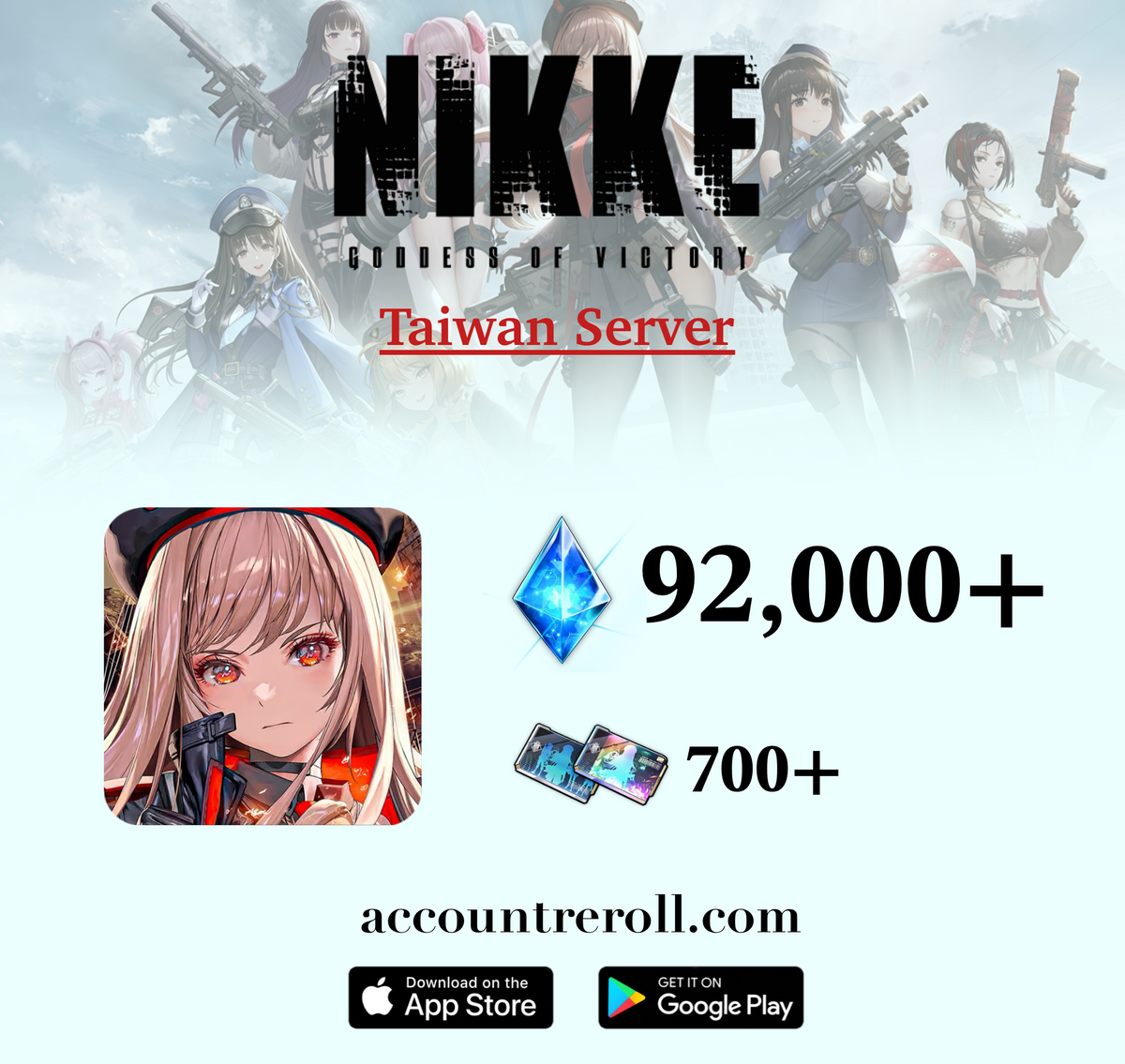 NIKKE Goddess of Victory Reroll Account with Gems [Taiwan]
