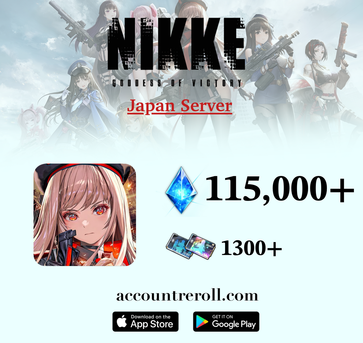 NIKKE Goddess of Victory Reroll Account with Gems [Japan]