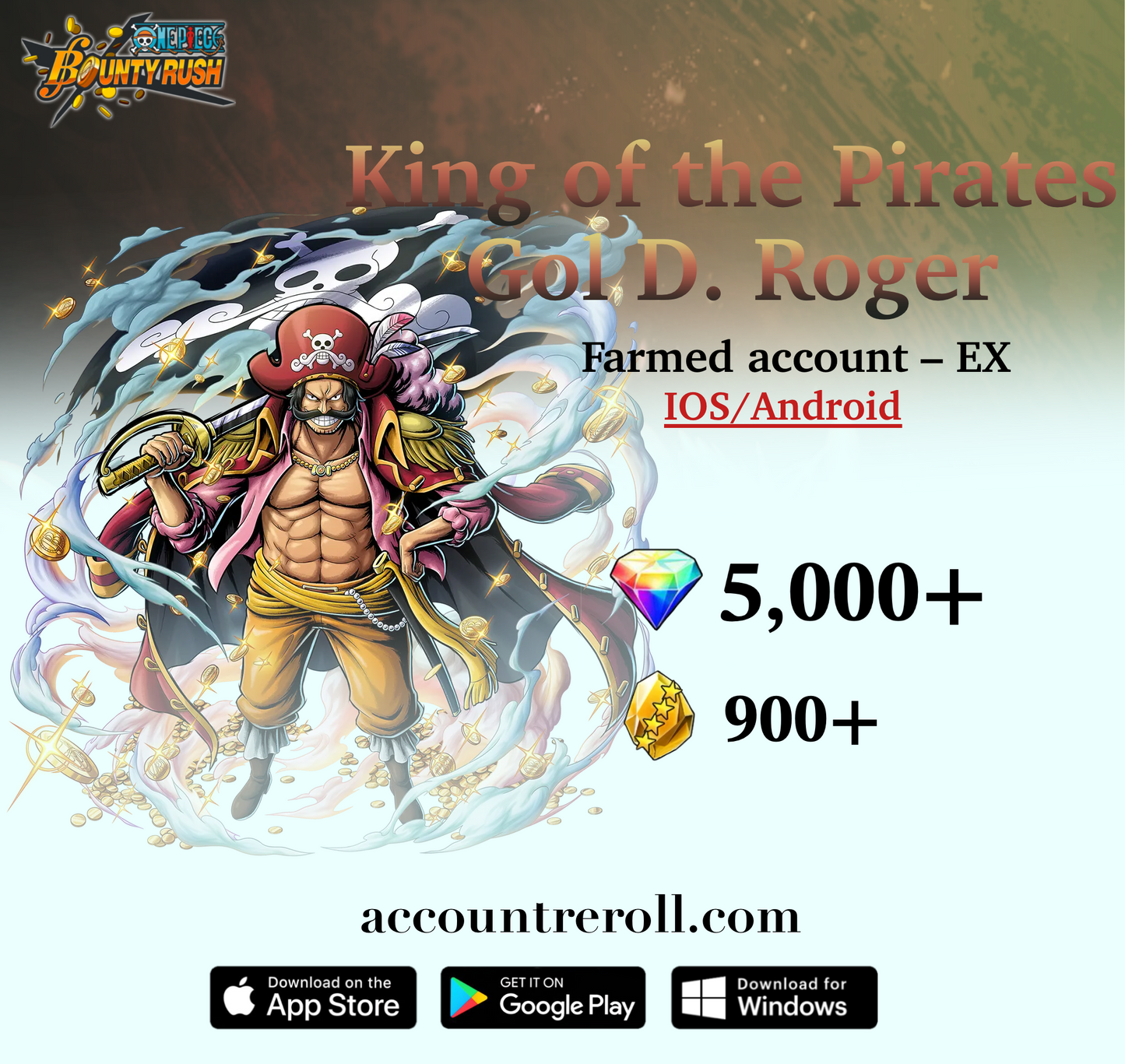 King of the Pirates Gol D. Roger OPBR Starter Account